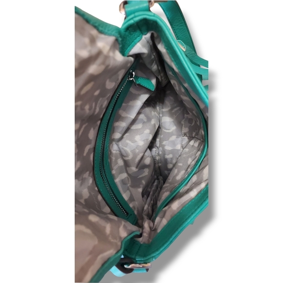 Aimee Kestenberg Teal Green Bali Leather Crossbody Bag with Adjustable Strap - Picture 13 of 17